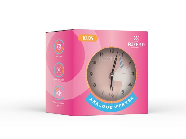 Riffaa®️ Kinderwekker Eenhoorn Analoog - Zonder getik - Met Lichtknop