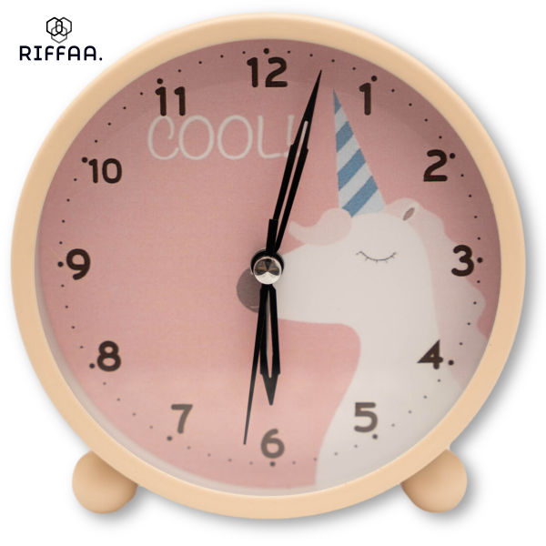 Riffaa®️ Kinderwekker Eenhoorn Analoog – Zonder getik – Met Lichtknop
