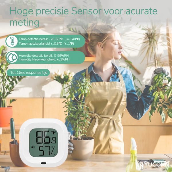 YUCONN® Slimme Hygrometer Luchtvochtigheidsmeter binnen en buiten met Scherm