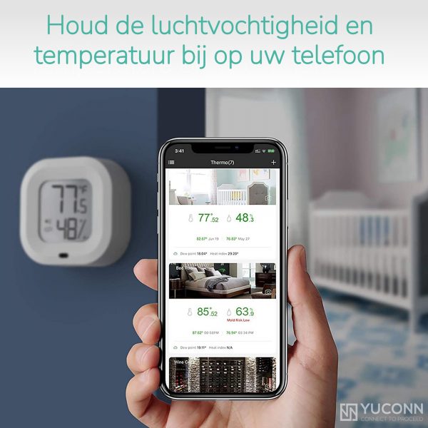YUCONN® Slimme Hygrometer Luchtvochtigheidsmeter binnen en buiten met Scherm