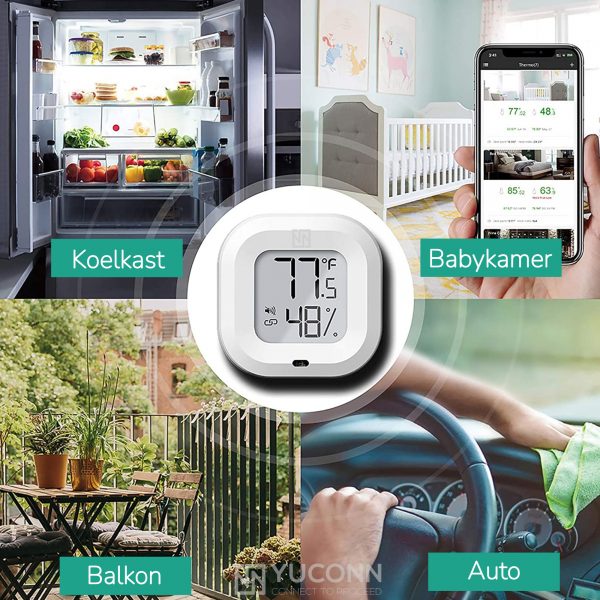YUCONN® Slimme Hygrometer Luchtvochtigheidsmeter binnen en buiten met Scherm