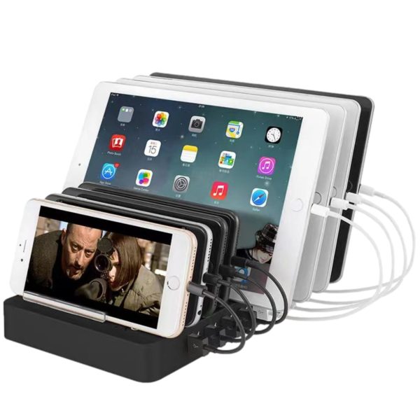 Oplaadstation voor telefoons en tablets, voor huis en kantoor, 8 uitgangen