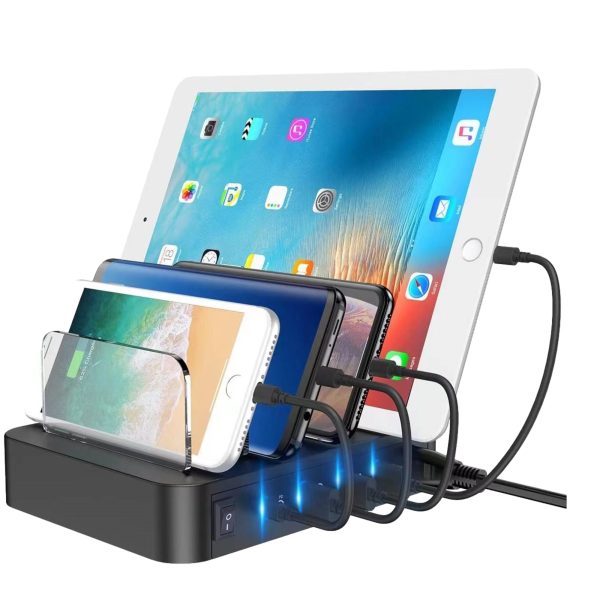 Oplaadstation voor telefoons en tablets, voor huis en kantoor, 4 uitgangen