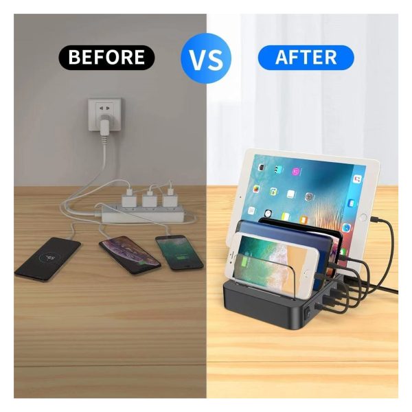 Oplaadstation voor telefoons en tablets, voor huis en kantoor, 8 uitgangen
