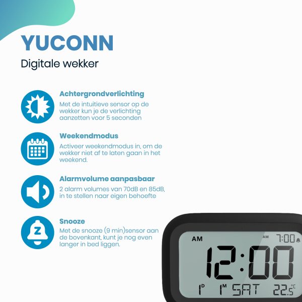 Yuconn Digitale Wekker met Weekendmodus