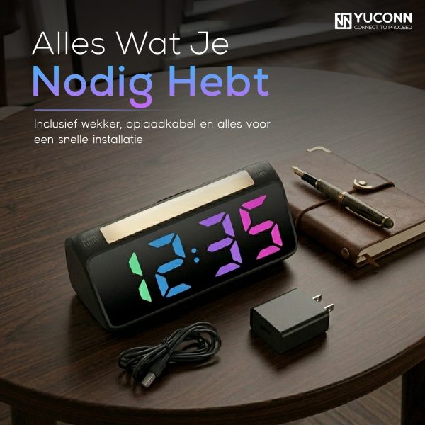 Yuconn wekker touch-bediening nachtlicht en achterkant knoppen